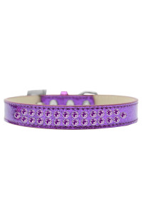 Mirage Pet Products Two Row crystal Ice cream Dog collar Size 12 Purple