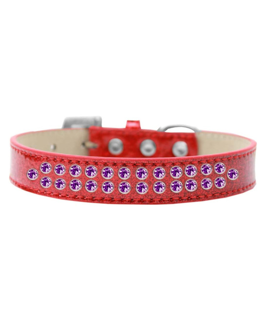 Mirage Pet Products Two Row Purple crystal Ice cream Dog collar Size 12 Red