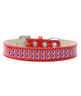 Mirage Pet Products Two Row Purple crystal Ice cream Dog collar Size 14 Red