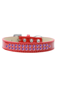 Mirage Pet Products Two Row Purple crystal Ice cream Dog collar Size 18 Red