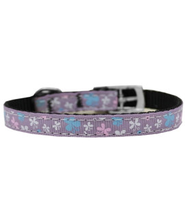 Mirage Pet Products Butterfly Nylon Dog collar with classic Buckle Size 10 Lavender