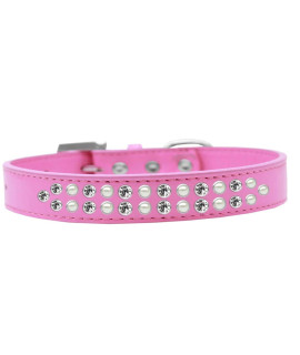 Mirage Pet Products Two Row Pearl and clear crystal Bright Pink Dog collar Size 20