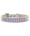Mirage Pet Products Two Row Purple crystal Ice cream Dog collar Size 20 Silver