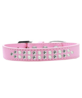 Mirage Pet Products Two Row Pearl and clear crystal Light Pink Dog collar Size 12