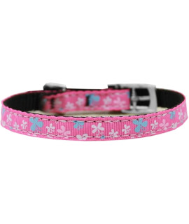 Mirage Pet Products Butterfly Nylon Dog collar with classic Buckle Size 10 Pink