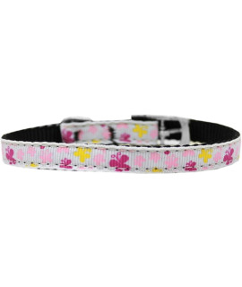 Mirage Pet Products Butterfly Nylon Dog collar with classic Buckle Size 10 White