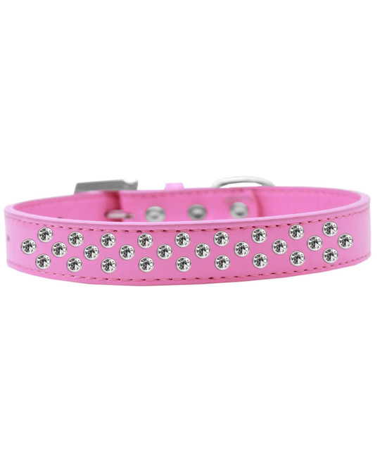 Mirage Pet Products Sprinkles Dog collar with clear crystals Size 14 Bright Pink