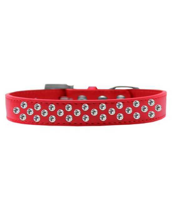 Mirage Pet Products Sprinkles Dog collar with clear crystals Size 16 Red