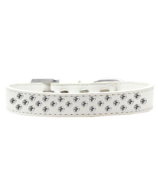 Mirage Pet Products Sprinkles Dog collar with clear crystals Size 16 White