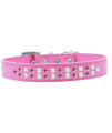 Mirage Pet Products Two Row Pearl and Pink crystal Bright Pink Dog collar Size 20
