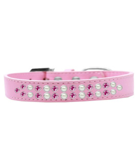 Mirage Pet Products Two Row Pearl and Pink crystal Light Pink Dog collar Size 12