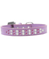 Mirage Pet Products Two Row Pearl and Pink crystal Lavender Dog collar Size 12