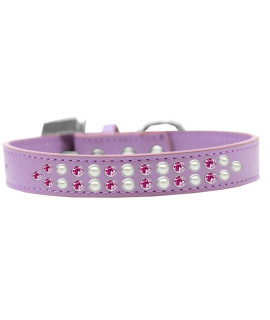 Mirage Pet Products Two Row Pearl and Pink crystal Lavender Dog collar Size 14