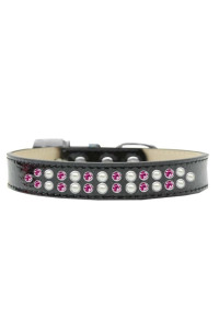 Mirage Pet Products Two Row Pearl and Pink crystal Ice cream Dog collar Size 12 Black