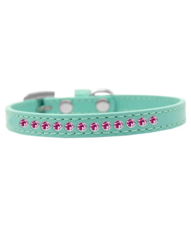 Mirage Pet Products Bright Pink crystal Aqua Puppy Dog collar Size 14