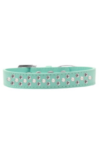 Mirage Pet Products Sprinkles Dog collar with Pearl and clear crystals Size 12 Aqua