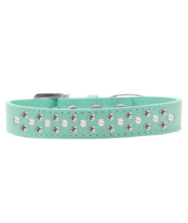 Mirage Pet Products Sprinkles Dog collar with Pearl and clear crystals Size 14 Aqua