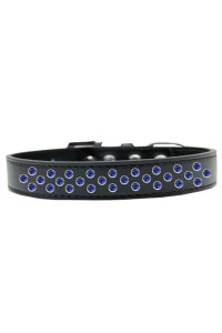 Mirage Pet Products Sprinkles Dog collar with Blue crystals Size 16 Black