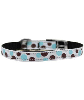 Mirage Pet Products confetti Dots Nylon Dog collar with classic Buckle Size 10 Baby Blue