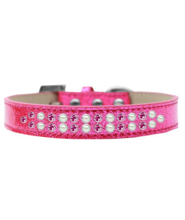 Mirage Pet Products Two Row Pearl and crystal Ice cream Dog collar Size 14 Pink