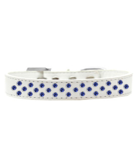 Mirage Pet Products Sprinkles Dog collar with Blue crystals Size 14 White