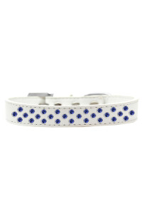Mirage Pet Products Sprinkles Dog collar with Blue crystals Size 16 White
