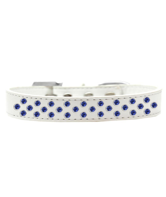 Mirage Pet Products Sprinkles Dog collar with Blue crystals Size 16 White