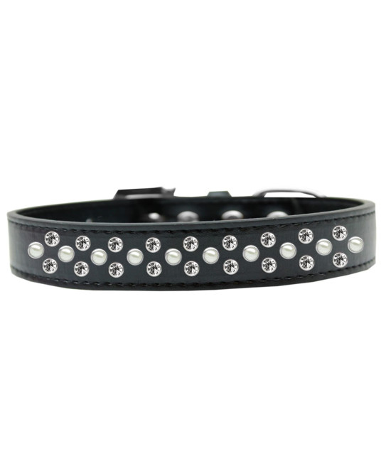 Mirage Pet Products Sprinkles Dog collar with Pearl and clear crystals Size 20 Black