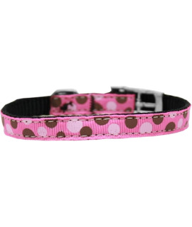Mirage Pet Products confetti Dots Nylon Dog collar with classic Buckle Size 14 Bright Pink