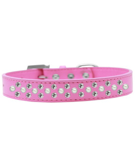 Mirage Pet Products Sprinkles Dog collar with Pearl and clear crystals Size 12 Bright Pink