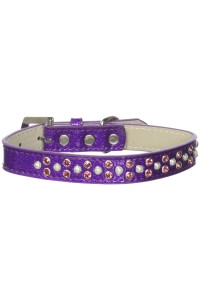 Mirage Pet Products Two Row Pearl and Pink crystal Ice cream Dog collar Size 14 Purple