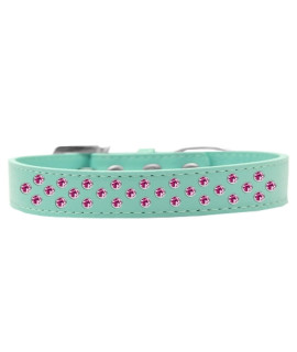 Mirage Pet Products Sprinkles Dog collar with Bright Pink crystals Size 12 Aqua