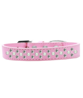 Mirage Pet Products Sprinkles Dog collar with Pearl and clear crystals Size 12 Light Pink