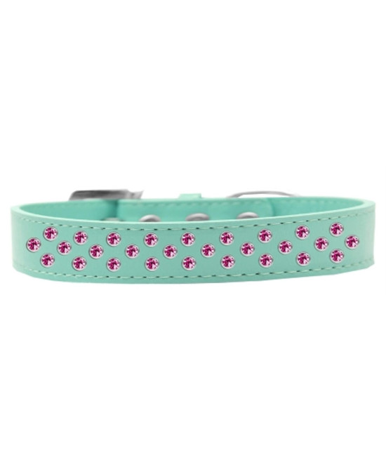 Mirage Pet Products Sprinkles Dog collar with Bright Pink crystals Size 18 Aqua