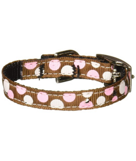 Mirage Pet Products confetti Dots Nylon Dog collar with classic Buckle Size 8 Brown