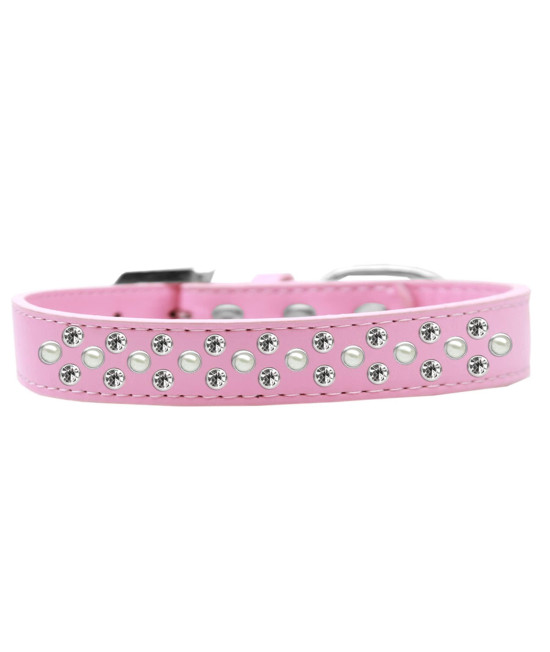 Mirage Pet Products Sprinkles Dog collar with Pearl and clear crystals Size 16 Light Pink