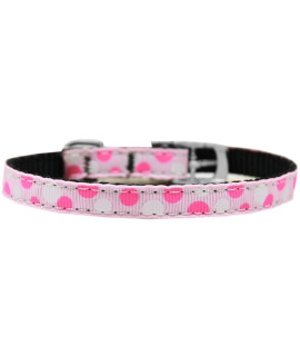 Mirage Pet Products confetti Dots Nylon Dog collar with classic Buckle Size 10 Light Pink