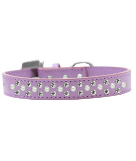 Mirage Pet Products Sprinkles Dog collar with Pearl and clear crystals Size 12 Lavender