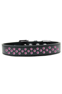 Mirage Pet Products Sprinkles Dog collar with Bright Pink crystals Size 18 Black