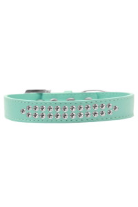 Mirage Pet Products Two Row clear crystal Aqua Dog collar Size 16