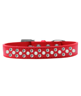 Mirage Pet Products Sprinkles Dog collar with Pearl and clear crystals Size 12 Red