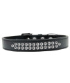 Mirage Pet Products Two Row clear crystal Black Dog collar Size 14