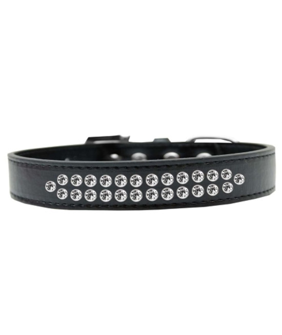 Mirage Pet Products Two Row clear crystal Black Dog collar Size 16