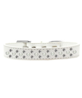 Mirage Pet Products Sprinkles Dog collar with Pearl and clear crystals Size 12 White