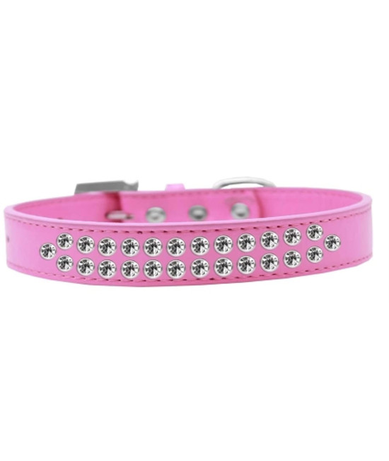 Mirage Pet Products Two Row clear crystal Bright Pink Dog collar Size 12