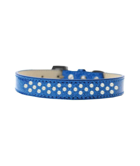 Mirage Pet Products Sprinkles Ice cream Dog collar with Pearls Size 16 Blue