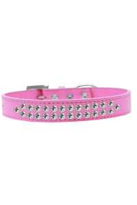 Mirage Pet Products Two Row clear crystal Bright Pink Dog collar Size 18