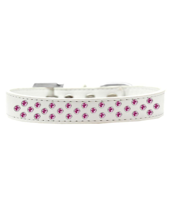 Mirage Pet Products Sprinkles Dog collar with Bright Pink crystals Size 12 White