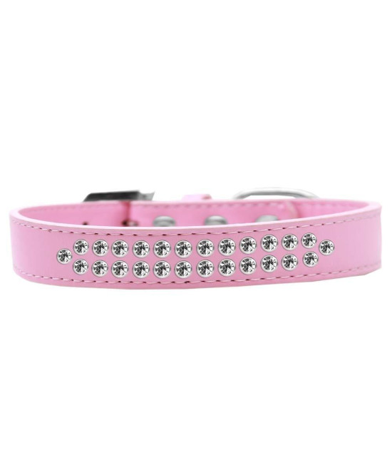 Mirage Pet Products Two Row clear crystal Light Pink Dog collar Size 12