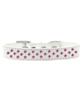 Mirage Pet Products Sprinkles Dog collar with Bright Pink crystals Size 14 White